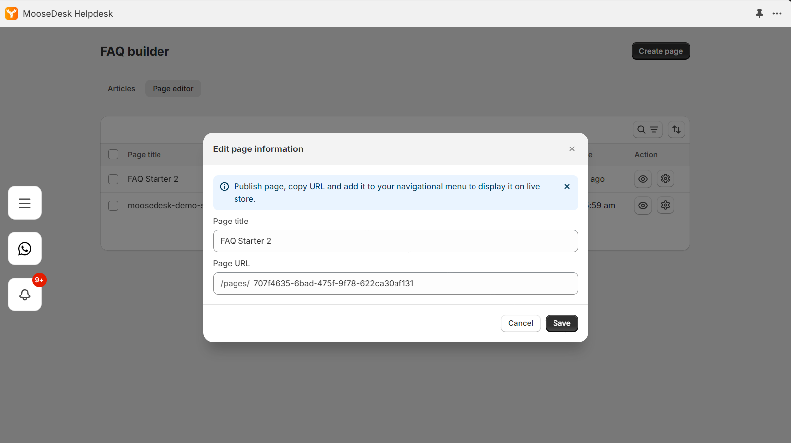 Edit page information 