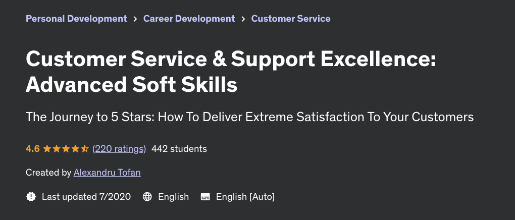 customer support excellence - udemy